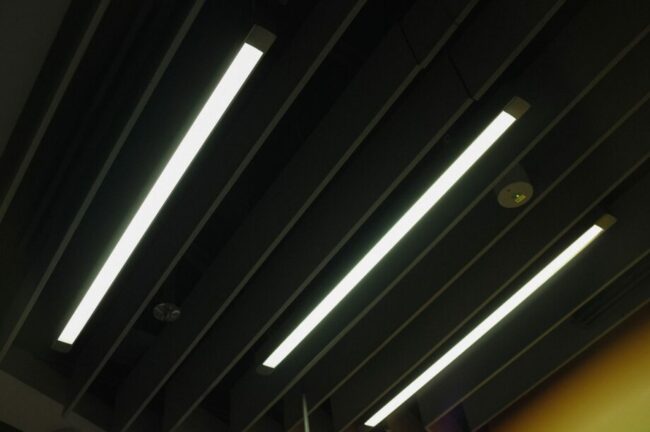 white ceiling with white fluorescent lamp