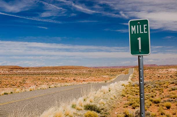 Mile 1 one marker on desert highway